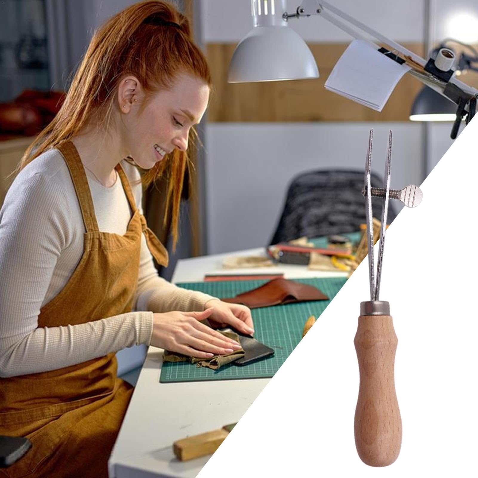 Generisch Lederkantenreißer, Leder-Nutwerkzeug | Scribe Tool Stitching Groover,Verstellbarer Holzgriff, Leder-Anreißer-Markierungswerkzeug, Leder-Anreißer, Leder-Handwerkswerkzeuge