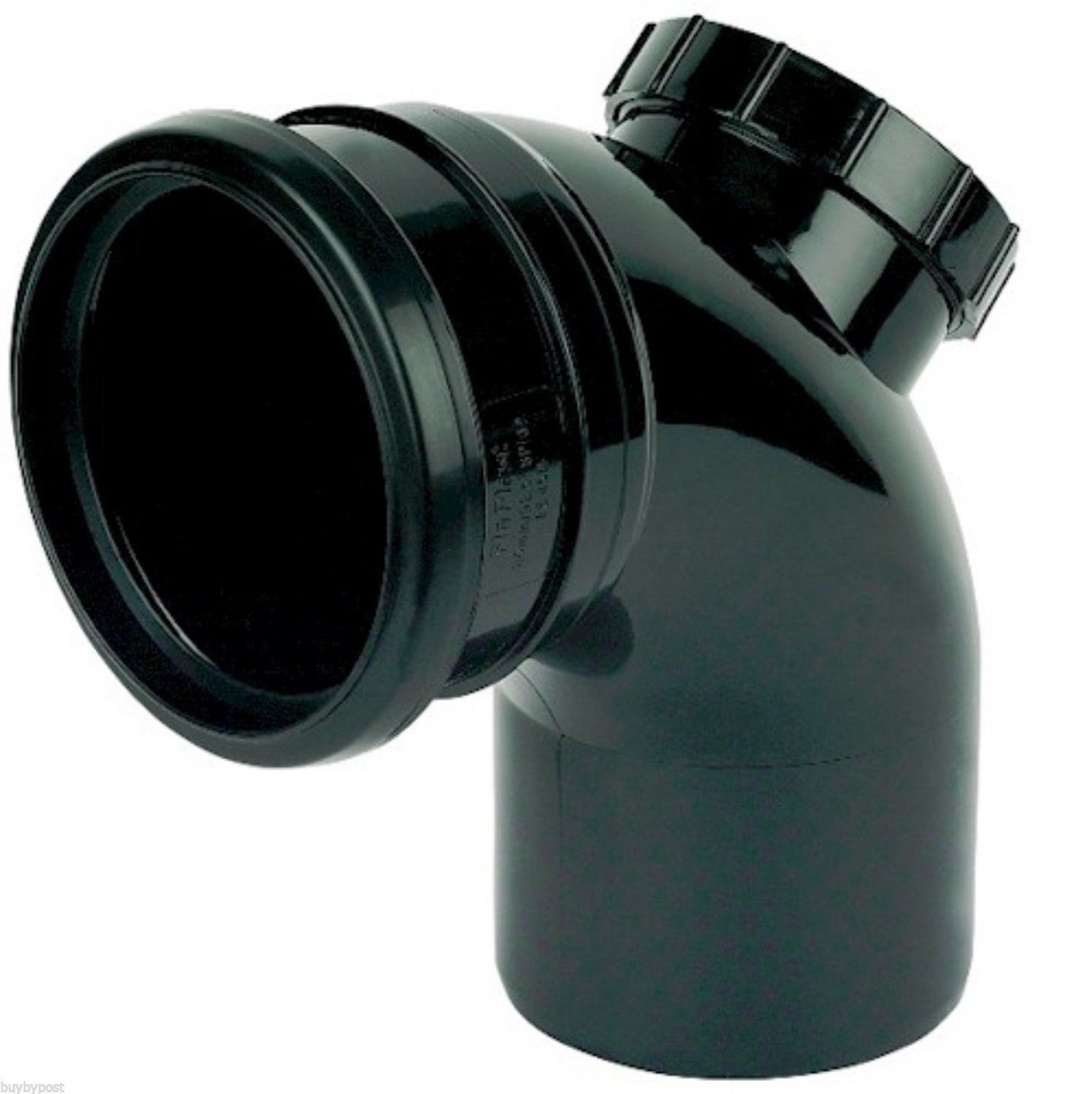 110MM Push Fit 90 Degree Single Socket Access Bend- Black Soil Pipe and Ring Seal Fittings