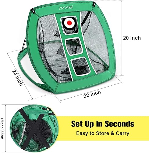 Miniatura 2 de Red de astillado de golf emergente, red de golf para interiores y exteriores, red plegable portátil para golpear golf con 15 pelotas de