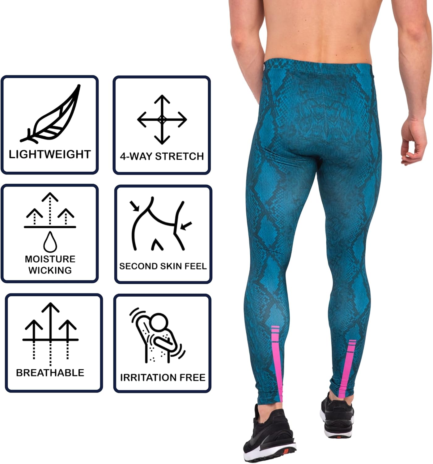 Kapow Meggings Originals Men's Fashion Leggings, 4-Way Stretch Tights for Festivals, Travel, Lounging & Everyday Wear