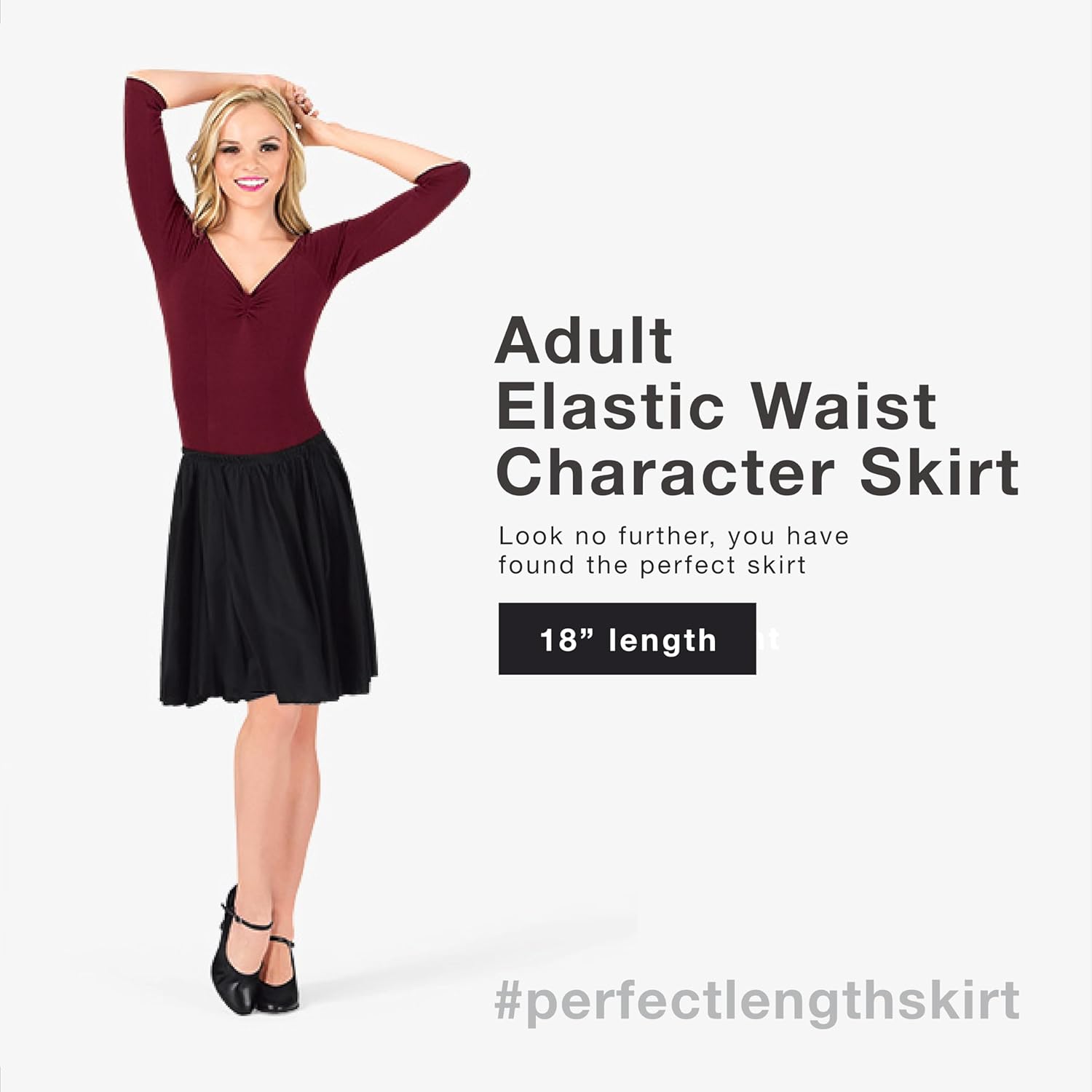 Natalie Dancewear Womens Elastic Waist Character Skirt in Multiple Lengths