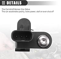 Vista 6 de Motoforti Sensor de posición del árbol de levas, para Mini Cooper 2007-2015, plástico ABS, 13627561753, negro