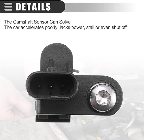 Miniatura 6 de Motoforti Sensor de posición del árbol de levas, para Mini Cooper 2007-2015, plástico ABS, 13627561753, negro