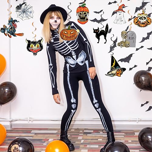 Miniatura 5 de Decoraciones colgantes de Halloween en forma de remolino, decoraciones de fiesta de brujas, calabaza, telaraña, fantasma, tumba recortada para