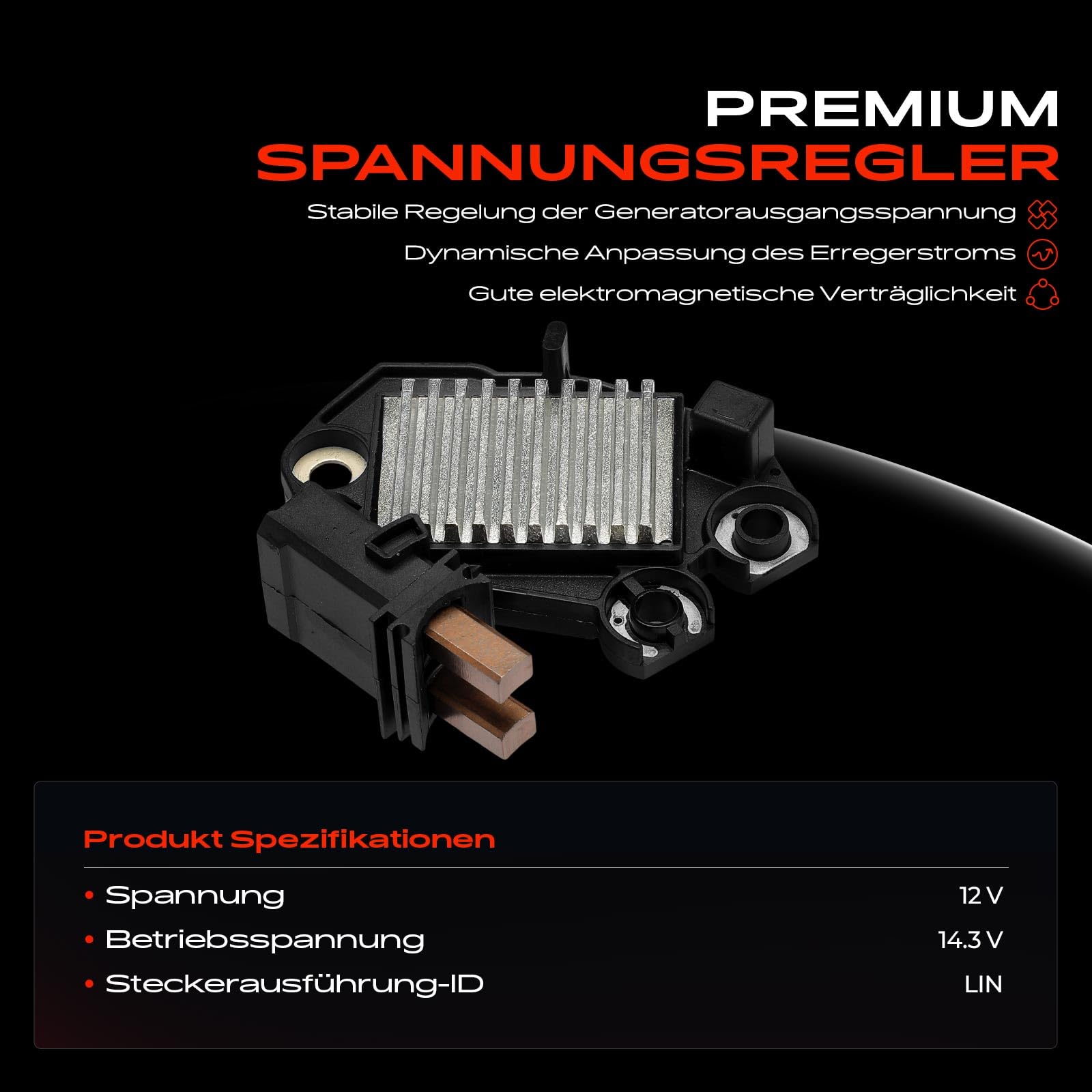 Frankberg Regulador de alternador regulador de generador 1 polo 12V | 06E903803T; Compatible con: A4 Avant 8K5, A4 Allroad 8KH, A5 Sportback 8TA, A5 8T3, Q5 8RB, A4 8K2, A5 Cabriolet 8F7