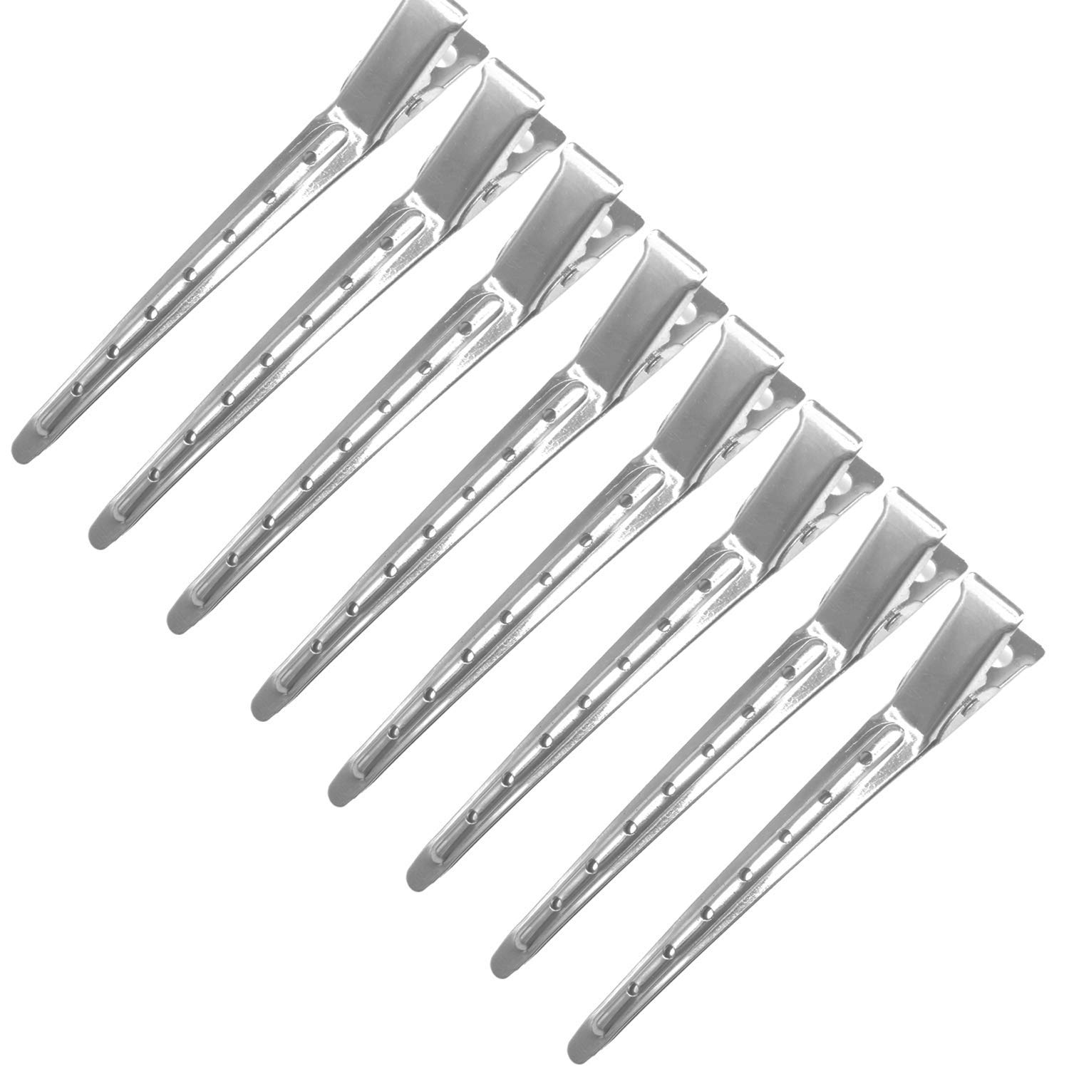 MAYU Packs Duck Bill Clips, Bantoye 3.5 Inches Rustproof Metal Alligator Curl Clips with Holes for Hair Styling for Women, Silver (Pack of 12)