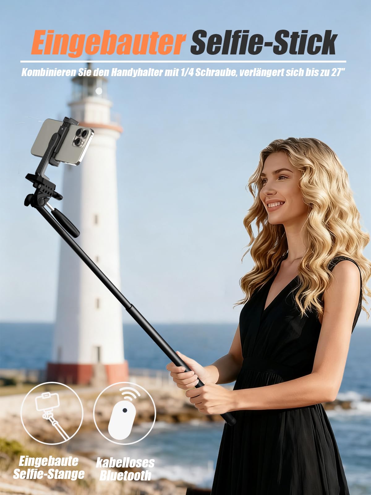 Stativ für Smartphone 180cm Kamera Stativ Leichtes Aluminium Handy Stativ mit Funkfernbedienung, Handyhalterung & Tasche, kompatibel mit Canon, Nikon, actioncam und Smartphones