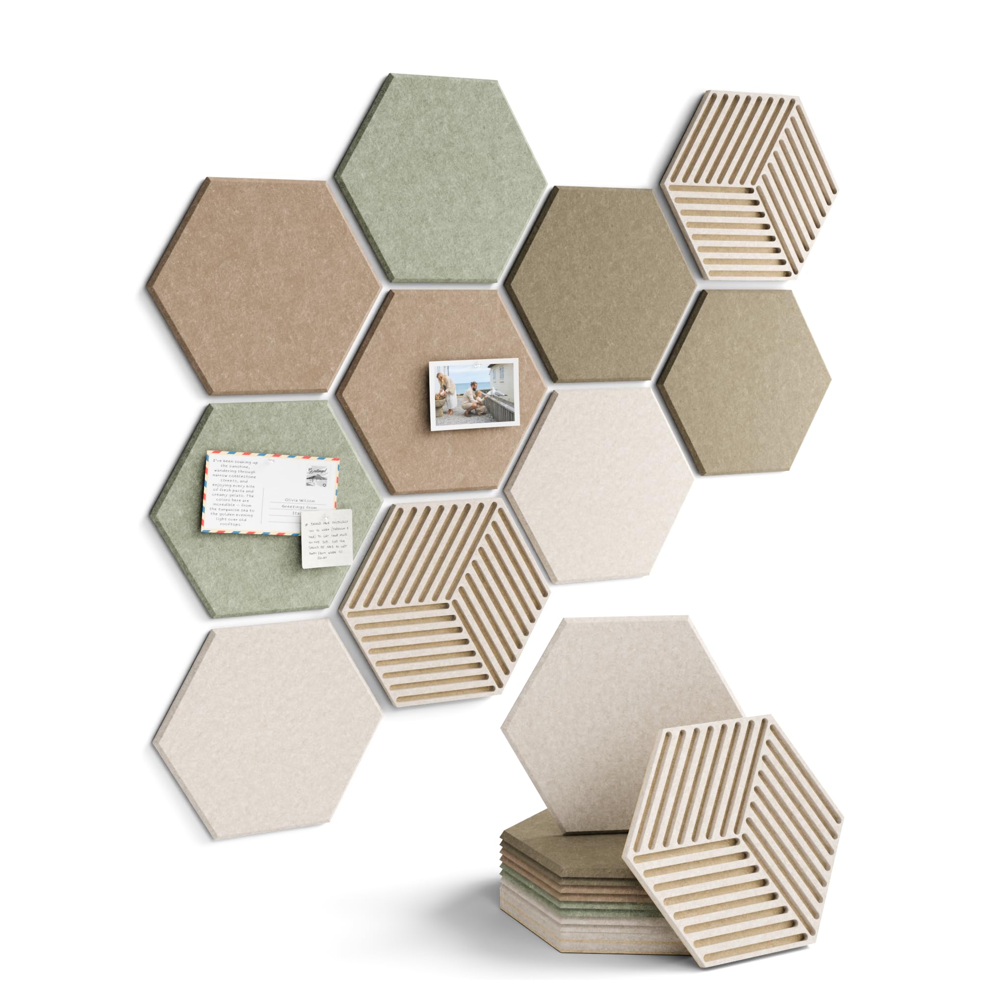 Fluxynara 10-Pack Hexagon Cork Board Alternative Wall Decor, Linen Dusk