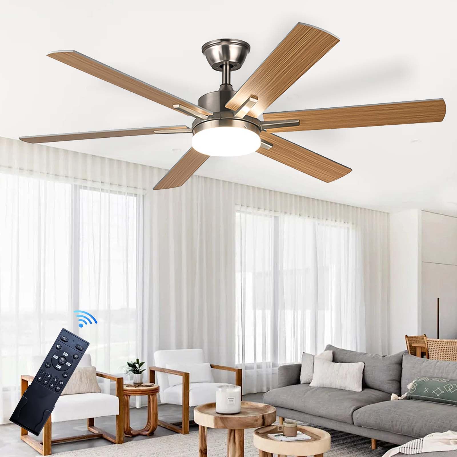HXYSXHJUO Quiet Ceiling Fans with Lights,5 Reversible Blades 6 Speeds Timer， Fan Lights for Bedroom Living Room Kitchen