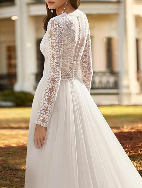 Luxe Satin with Illusion Sleeves and Crystal Embellishments