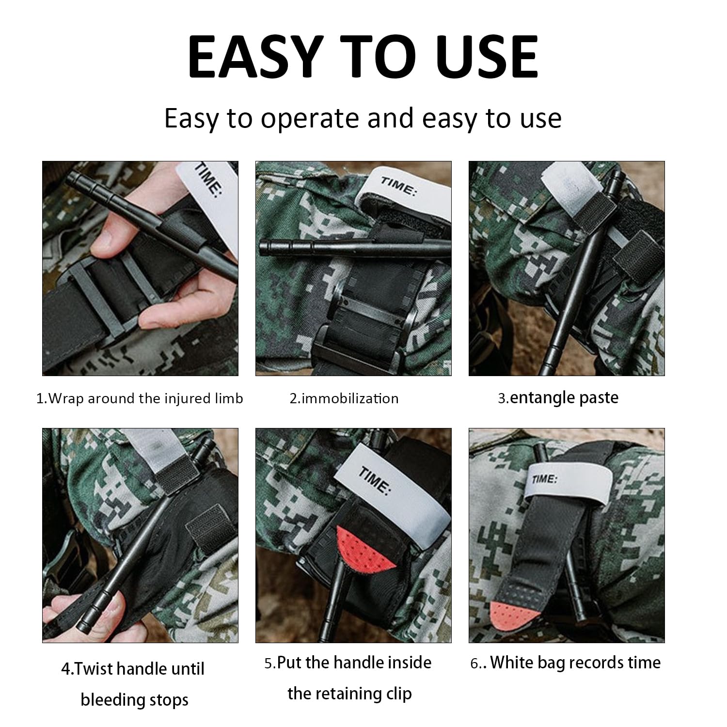 GOTOTOP Garrot à boucle Garrots d'urgence en plein air 3PCS Premiers soins Sauver la vie