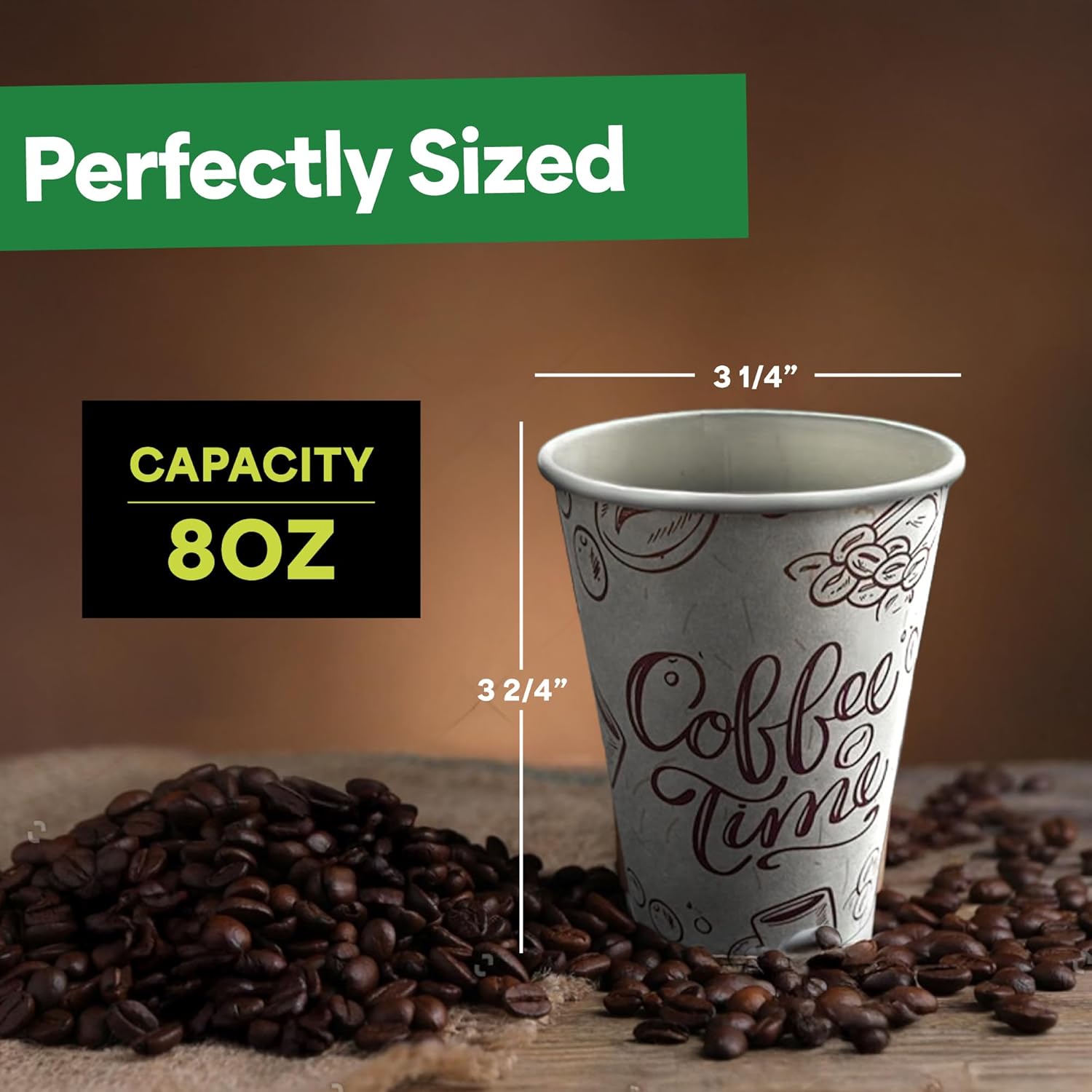 EconoHome 8 oz 500 Pack Disposable Coffee Paper Cups - Paper Cups for Hot and Cold Drinks, Tea, Water, and Juice
