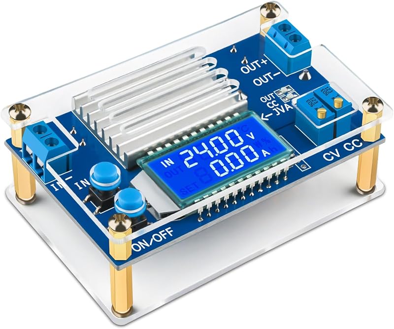 DROK DC Buck Converter, 5.3V-32V a 1.2V-32V 12A Fuente de alimentación ajustable, 5v 9v 12v 24V 30V 32V Regulador de voltaje reductor con pantalla LCD Reductor de transformador de voltios CC CV para panel solar RV Carro de golf