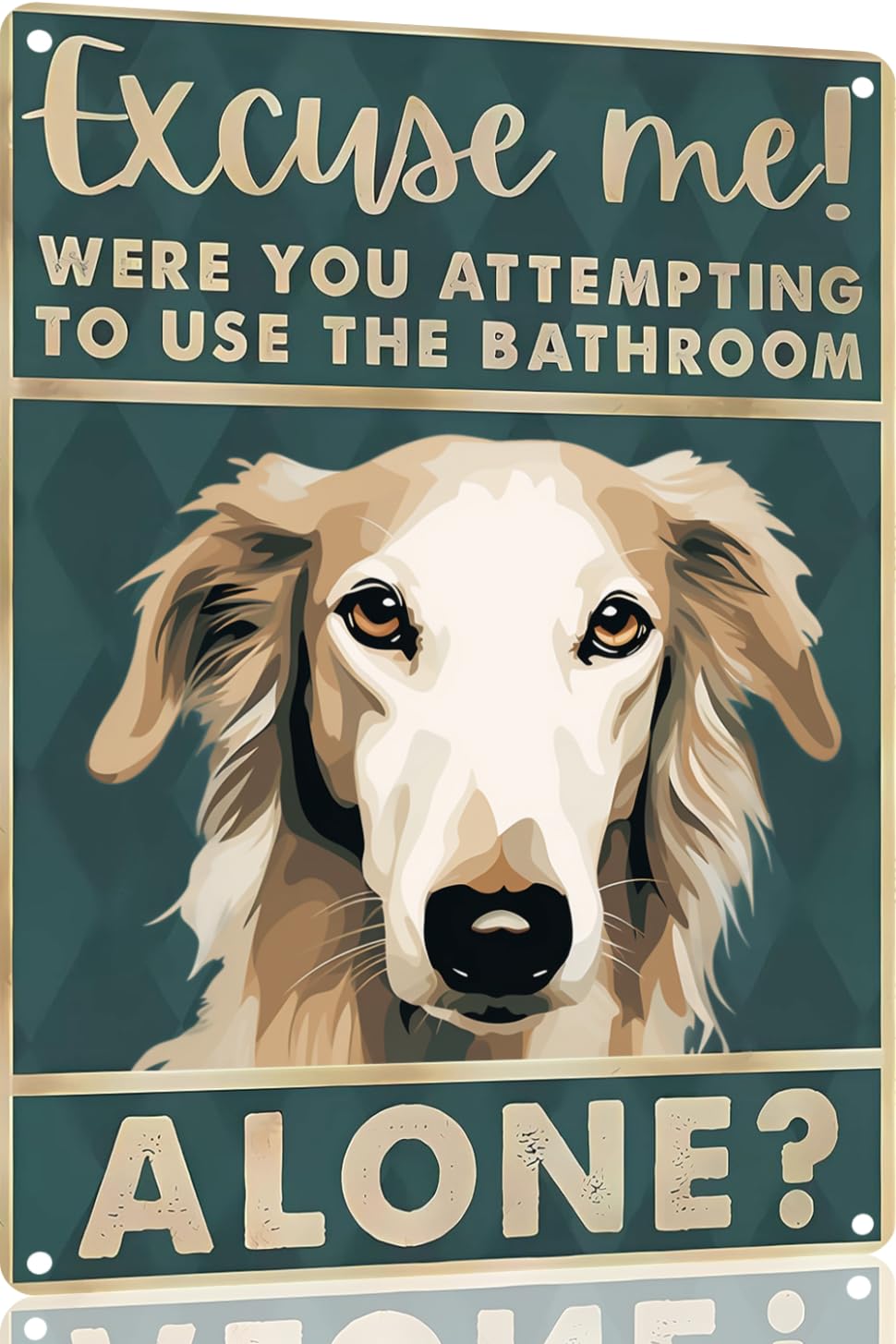 Preeklen Tin Sign 092 Saluki Dog 12X8 Inch Excuse Me Were You Attempting To Use The Bathroom Alone - Dog Metal Poster Dog Lover Gift Art Funny Dogs Wall Art Decoration Retro Metal Tin Sign(1533)