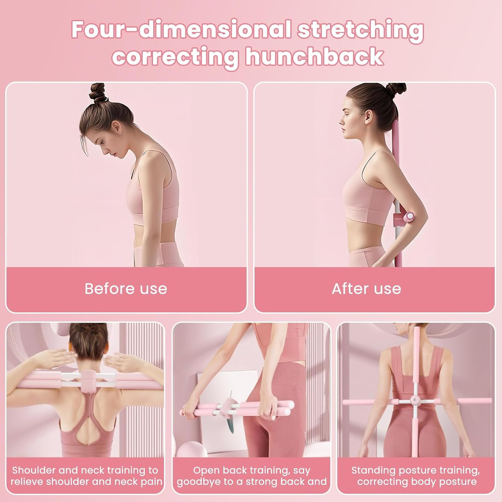 Barre de yoga en forme de croix - 80 cm - Correcteur de posture - Correcteur de posture - Pour la maison - Outil d'étirement réglable pour le dos, les épaules (B)