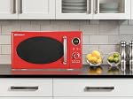 Emerson MWRG0901RD 0.9 Cu. Ft. Rétro micro-ondes avec 1,000W Fonction du gril, 800W Puissance de cuisson, LED Affichage, 5 Niveaux de puissance, 8 Menus automatiques, Table tournante en verre, Serrure enfant, Design de comptoir rouge