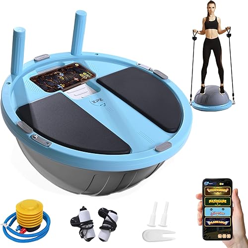 Miniatura 1 de Entrenador compacto de media pelota de equilibrio, pelota inflable de estabilidad de yoga de 18.3 pulgadas para entrenamientos de cuerpo completo,