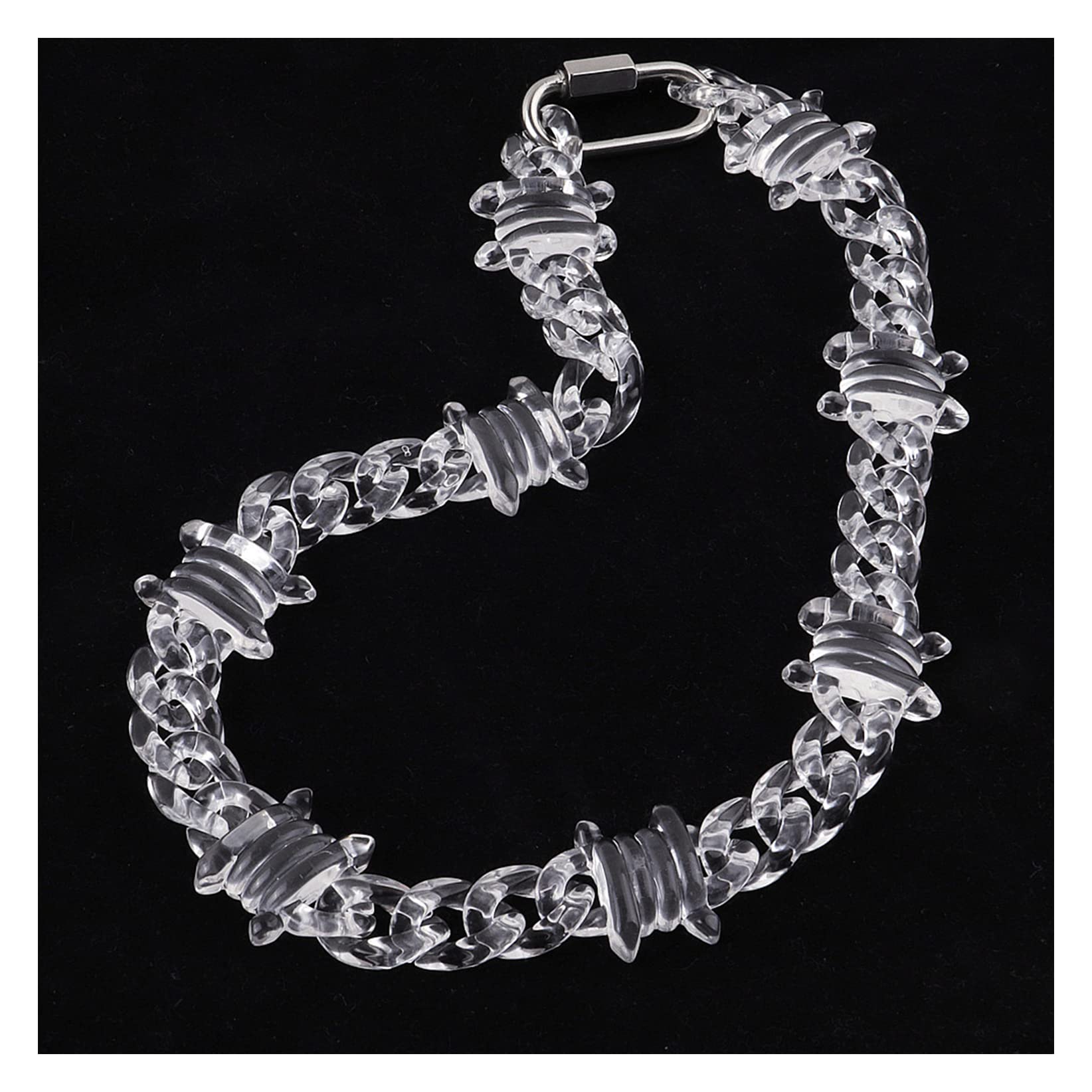 Collana acrilica esagerata, Gioielli da Colletto a Catena Acetato Vintage Personalizzati per Donne uomini-21,2 Pollici Trasparenti 1