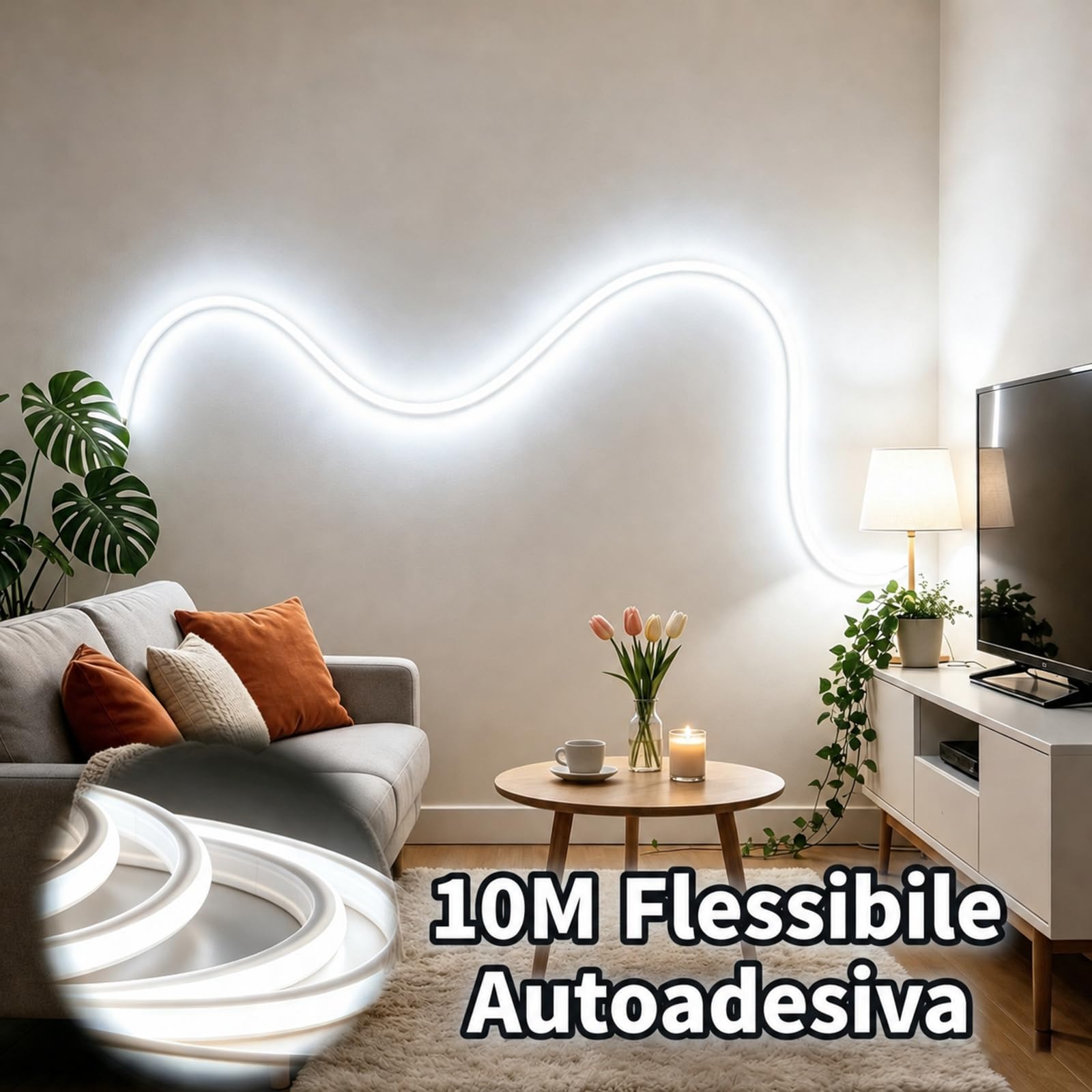 iNextStation Striscia LED COB 10m, dimmerabile, 6500K bianco freddo