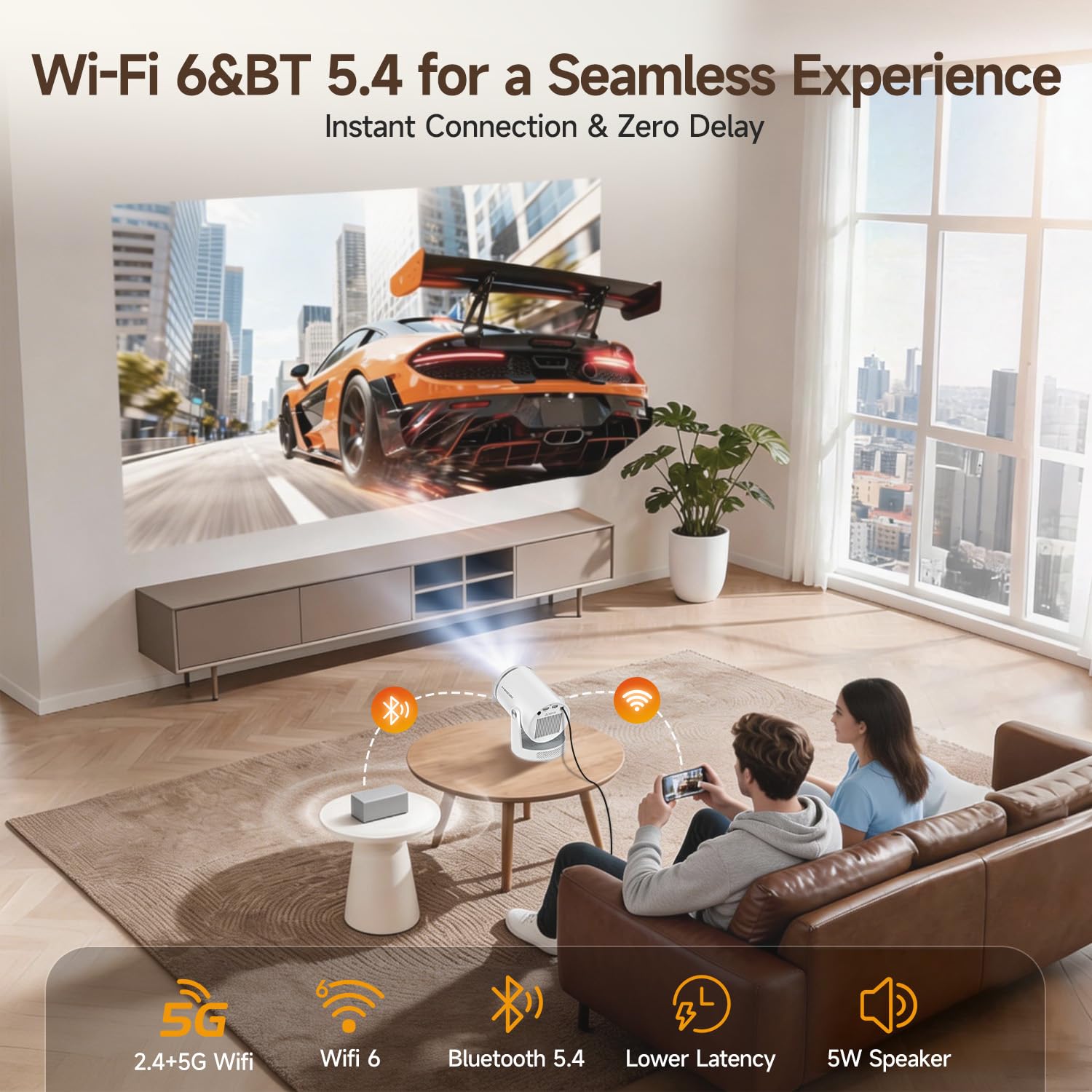 【Autofocus 】Magcubic Mini 4K Projector HY320pro, Native 1080p, 400 ANSI Lumens, 10,000:1 Contrast Ratio, Automatic Keystone Correction, Wi-Fi 6 & Bluetooth 5.4, 4K Home Theater Projector