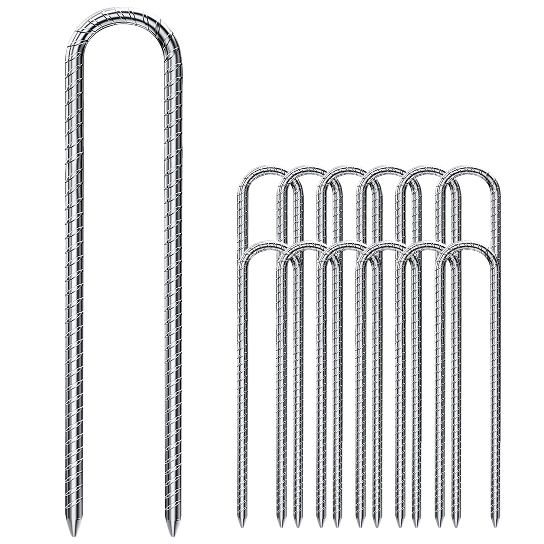Forever Speed Tent Pegs Pack of 12 Ground Pegs (11.8 inch), U-shaped Heavy Duty Tent Pegs Ground Stakes Ground Anchor for Securing Fences, Tents, Canopies, Camping, Trampoline, Flower Stand