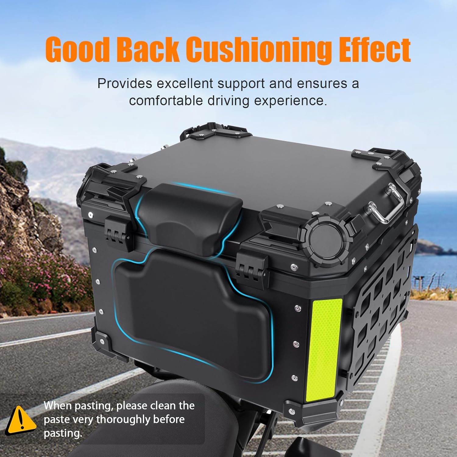 55L Motorcycle Top Case with Molle Panel Universal Motorcycle Top Box for Motorcycles Suitable for Stowing Helmets and Luggage