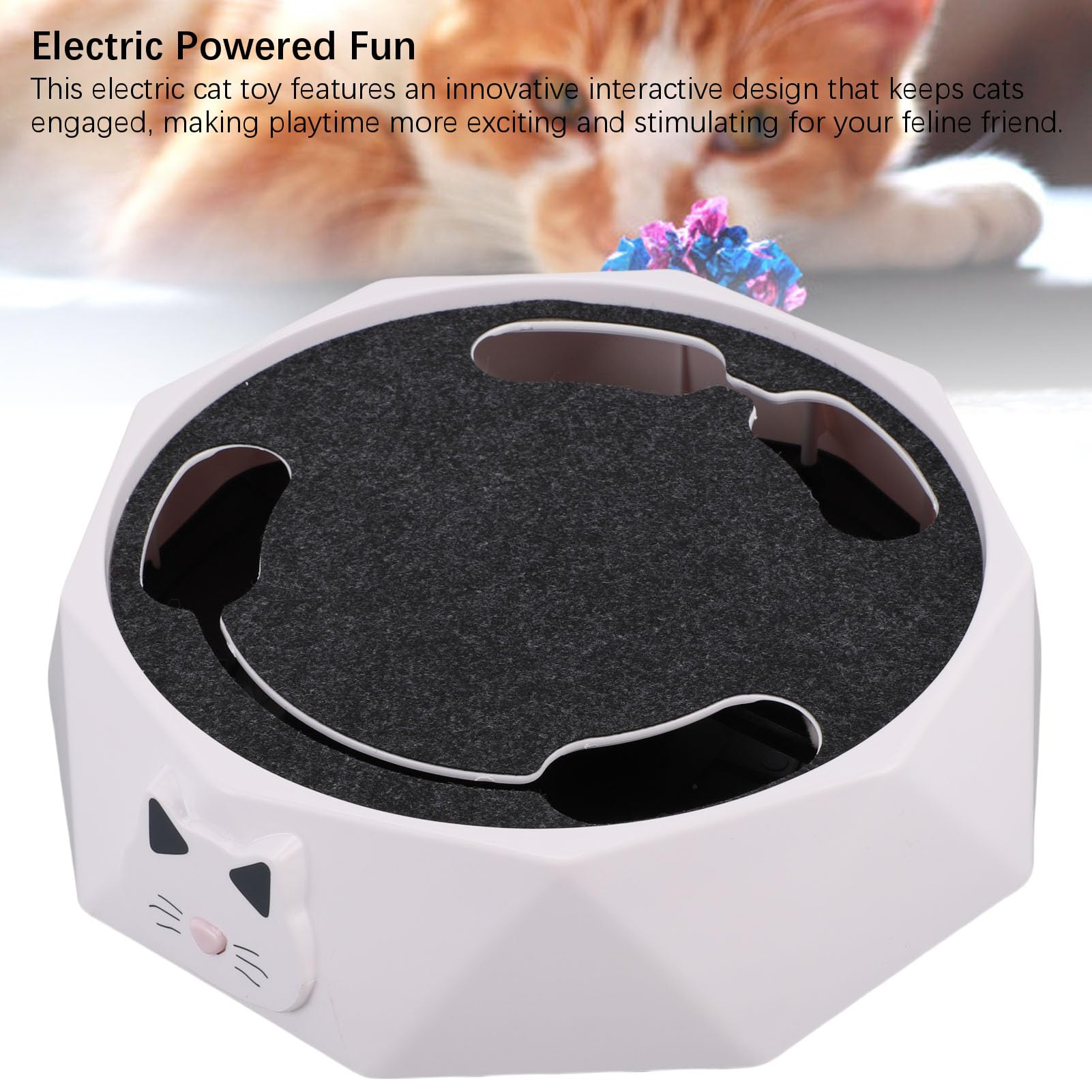 Juguete Interactivo para Gatos Eléctrico, Modos de Velocidad Ajustables para Juego Activo, Ideal para Ejercicio de Gatos, Plástico