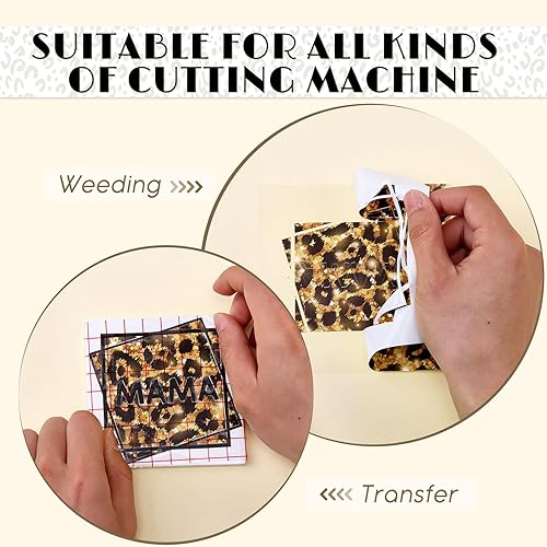 Miniatura 60 de Tintnut Vinilo permanente – 10 hojas de 12 x 10 pulgadas, hojas de vinilo adhesivo permanente de leopardo arcoíris, vinilo adhesivo permanente