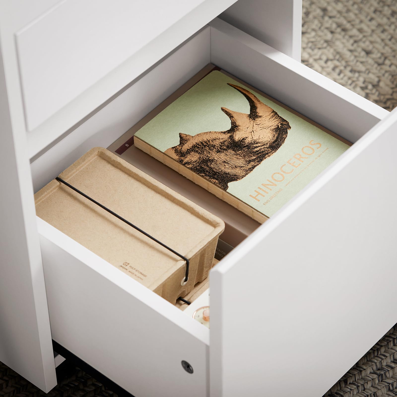SoBuy Caisson Bureau Mobile, Petit Meuble à Dossier sur roulettes, Meuble de Rangement Mobile, Rangement Document 2 tiroirs, 4 roulettes, Blanc, L40 x P40 x H54 cm, FBT121-W