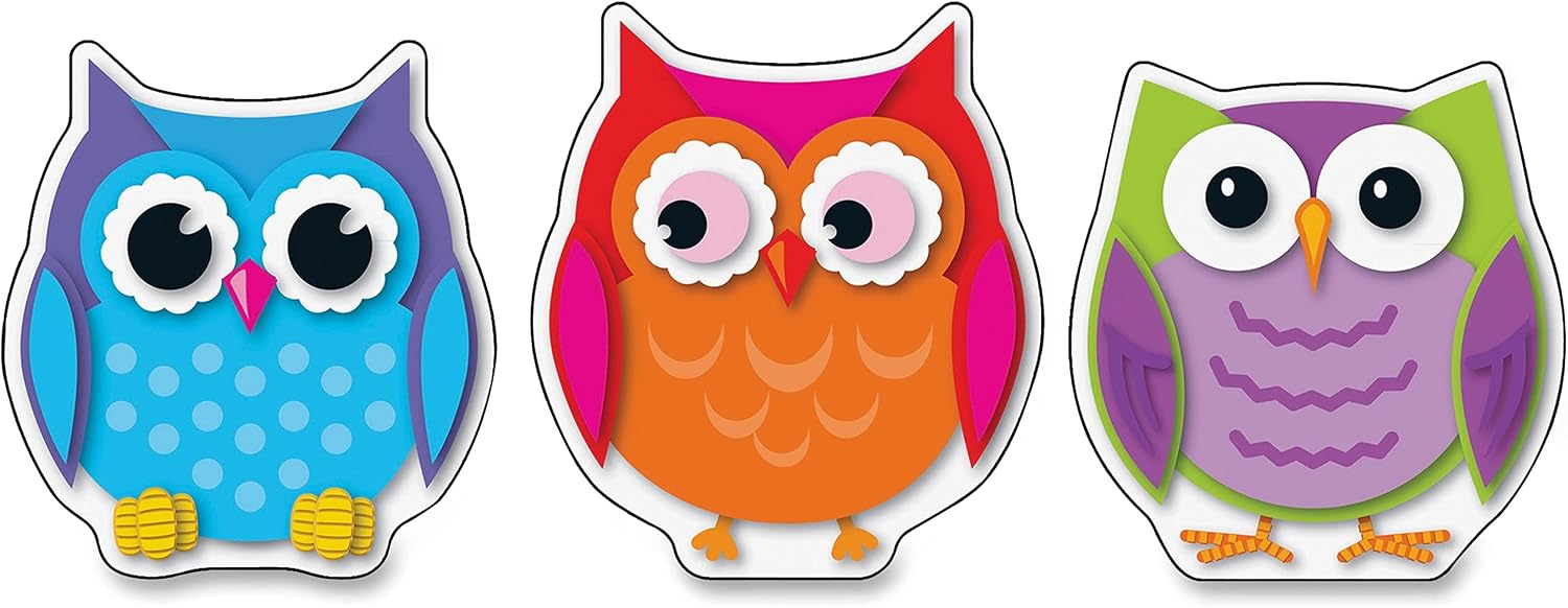 Carson Dellosa – Colorful Owls Mini Colorful Cut-Outs, Classroom Décor, 36 Pieces