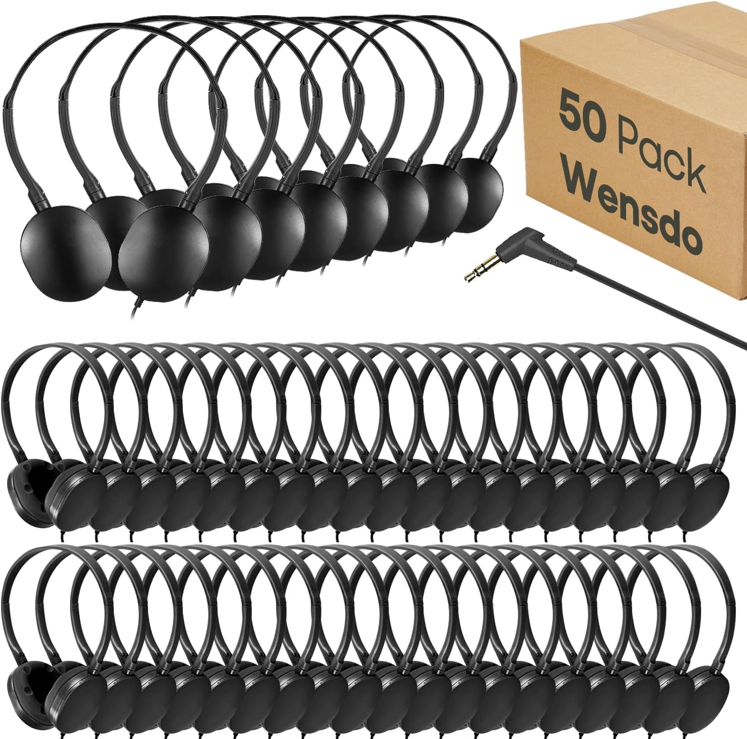 50 Pack Bulk Classroom Headphones for Students Kids...