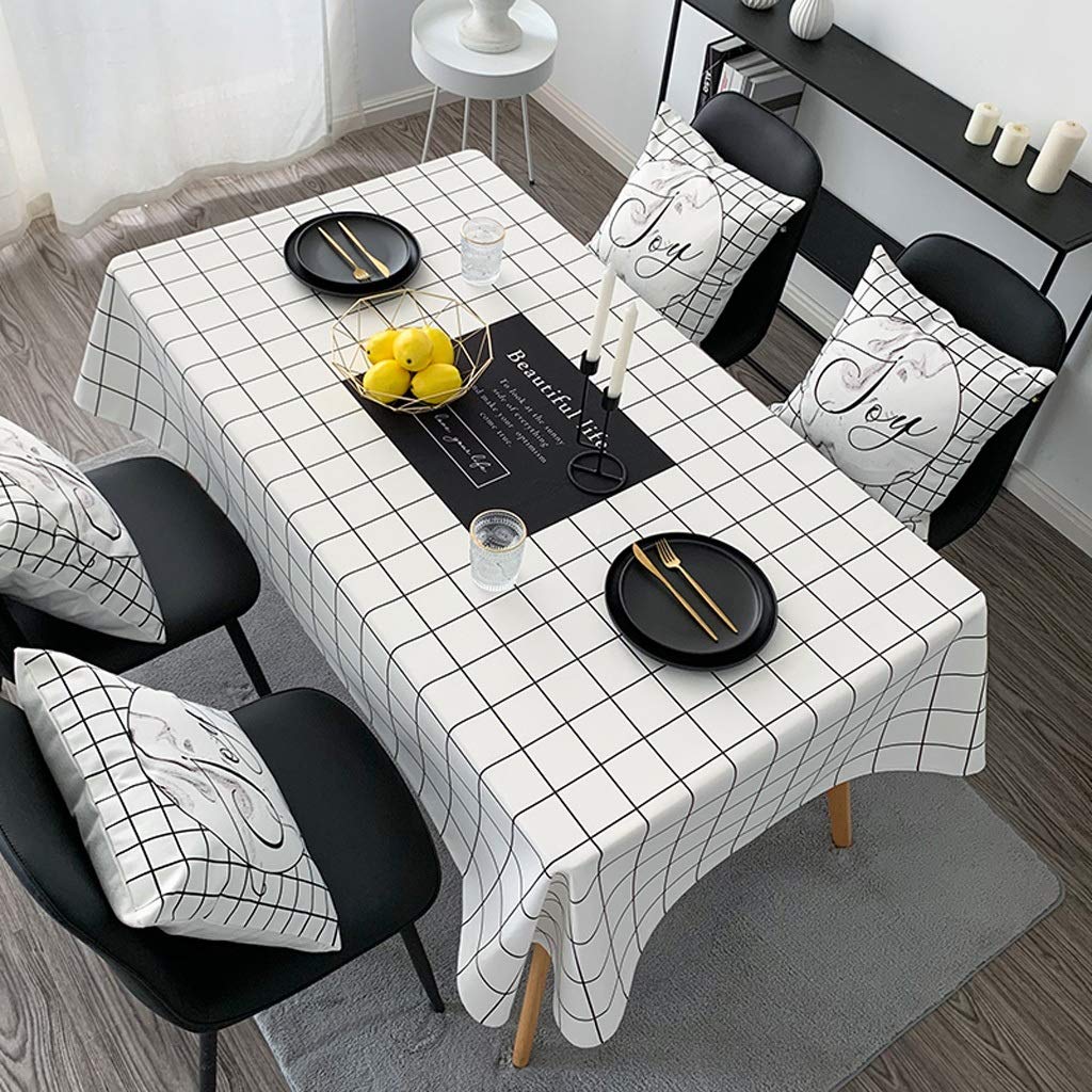 Nappe de table rectangulaire pour cuisine et bureau avec motif checkered taille M