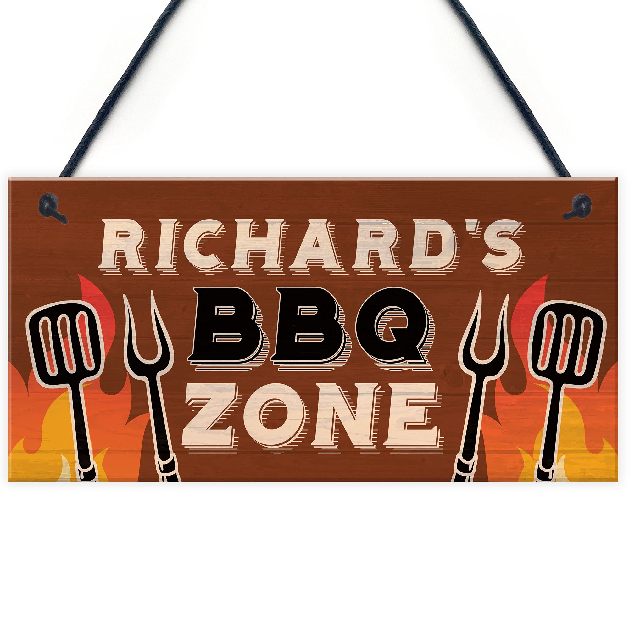 Personalised BBQ Zone Sign Outdoor Garden Man Cave Sign Gift For Men Funny