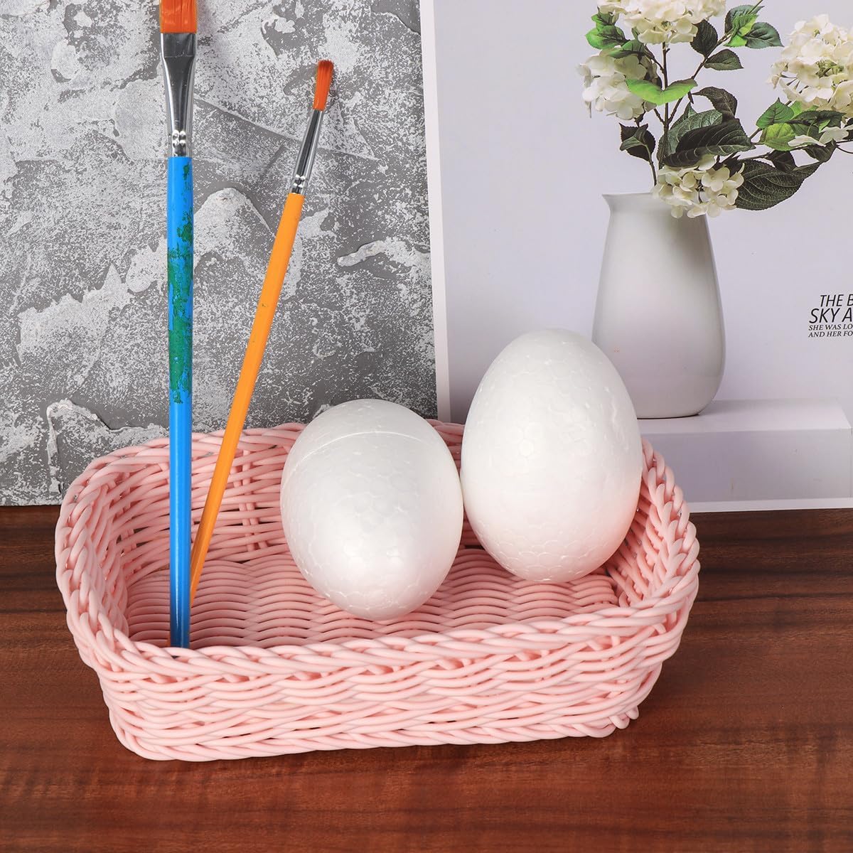 OATIPHO 50 Pcs White Foam Easter Eggs 2.36 Inch Solid Blank Craft Models for DIY Painting Projects School Art Classes Halloween Christmas Decor Family Gathering Children Artwork