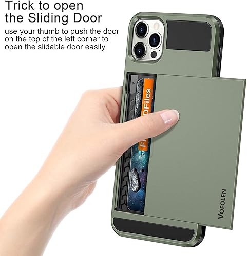 Miniatura 2 de Vofolen Funda compatible con iPhone 12 Pro Max 5G, con ranura para tarjeta de crédito, bolsillo trasero deslizante, antiarañazos, doble capa,