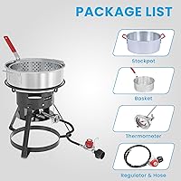 Vista 6 de Kit de Freidora de Pescado para Exteriores de 10QT – Olla de Aluminio Resistente, Canasta de 6.7QT, Freidora Profunda de Propano con Regulador