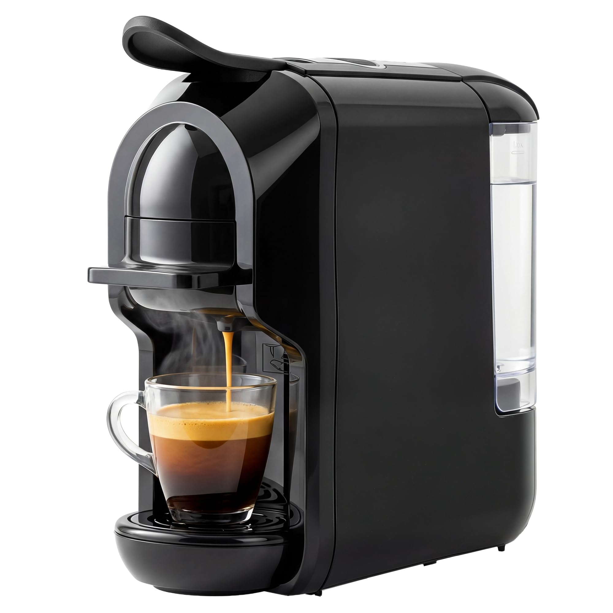 HOMCOM Pod Coffee Machine for Nespresso Original, Dolce Gusto Capsule and Ground Coffee, Small Semi Automatic Coffee Maker with 19 Bar Pump and 0.6L Water Tank for Home Office, Black
