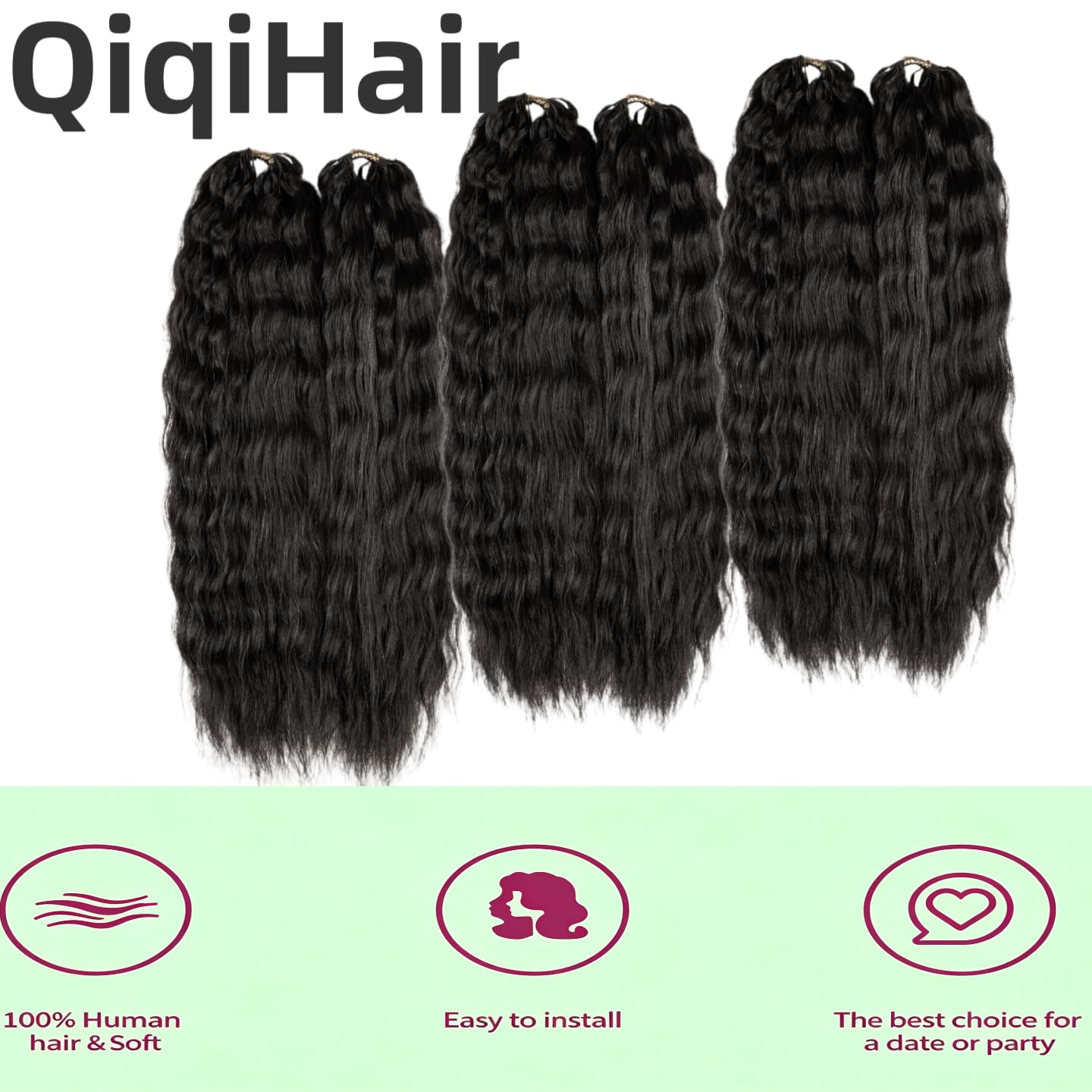 Knotless Pre-Separated Crochet Hair Wet and Wavy Super Wave Feather Crochet Hair Human Hair Natural Color 10inch 50g