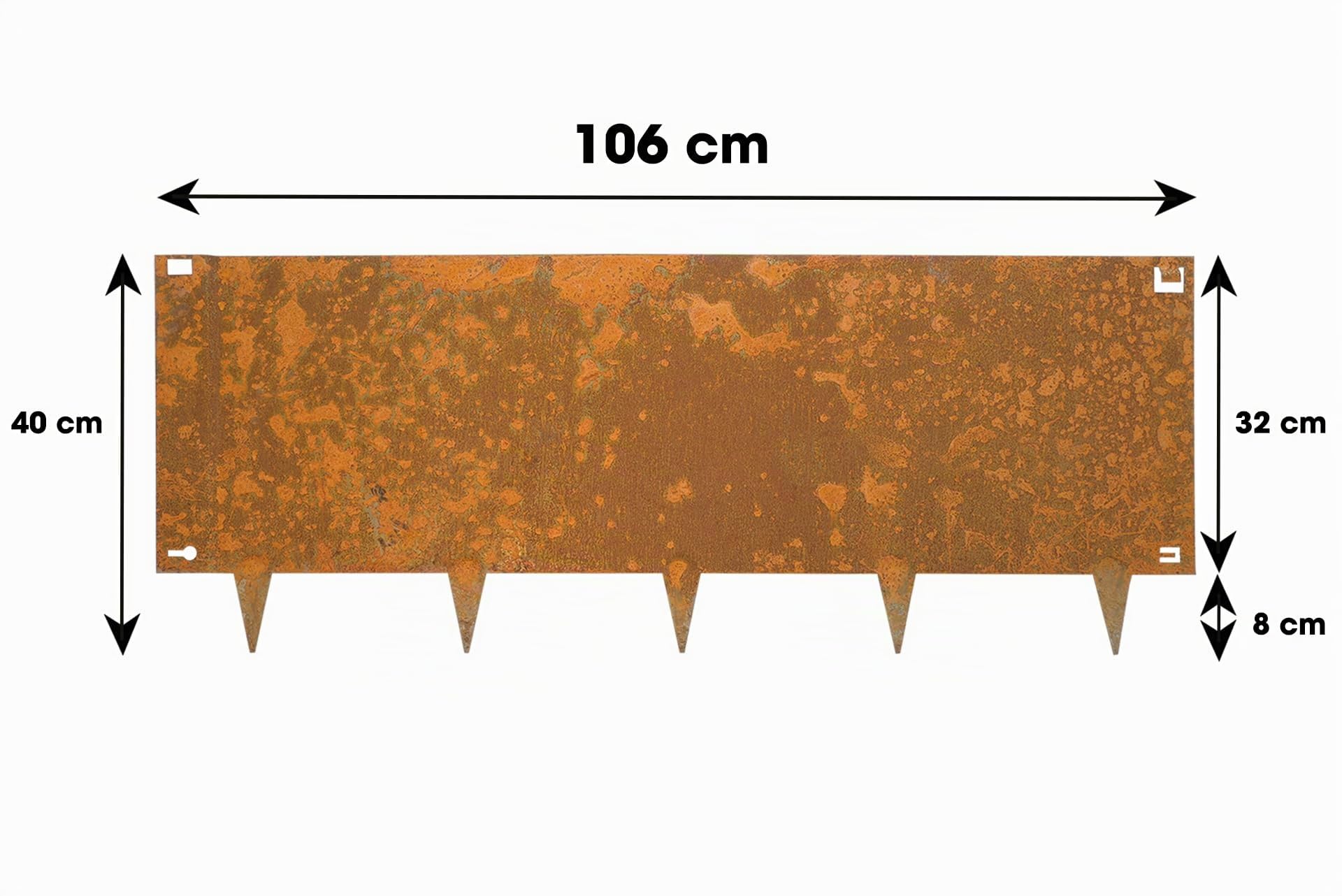Wovar Rasenkanten aus Cortenstahl 40 x 106 cm Flexibel - 5 Stück