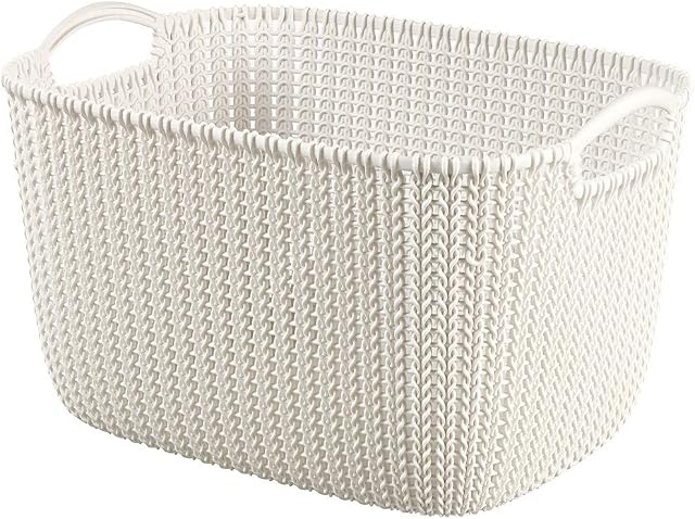 Curver 226379 Knit Offwhite 38.5 x 28.5 x 23.5 cm 19 Litre Plastic Rectangular Storage Basket