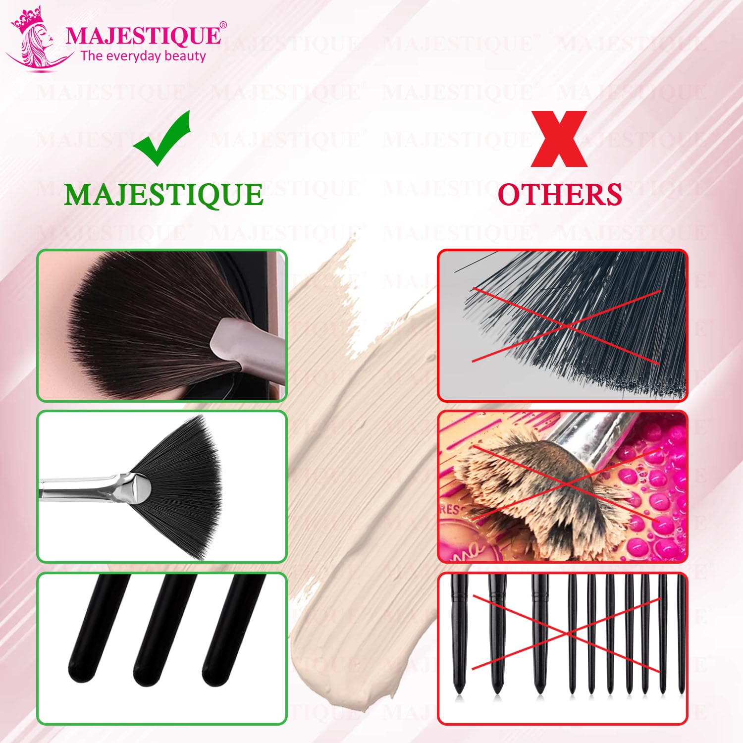 Majestique Professional Fan Brush For Face | Perfect For Highlighting | Makeup Brush with Easy-to-Hold, Ultra Soft Bristles | Highlighter Brush For Cheekbones | Frosted Tip For Natural Finish | Wooden Handle (1 Piece) 3