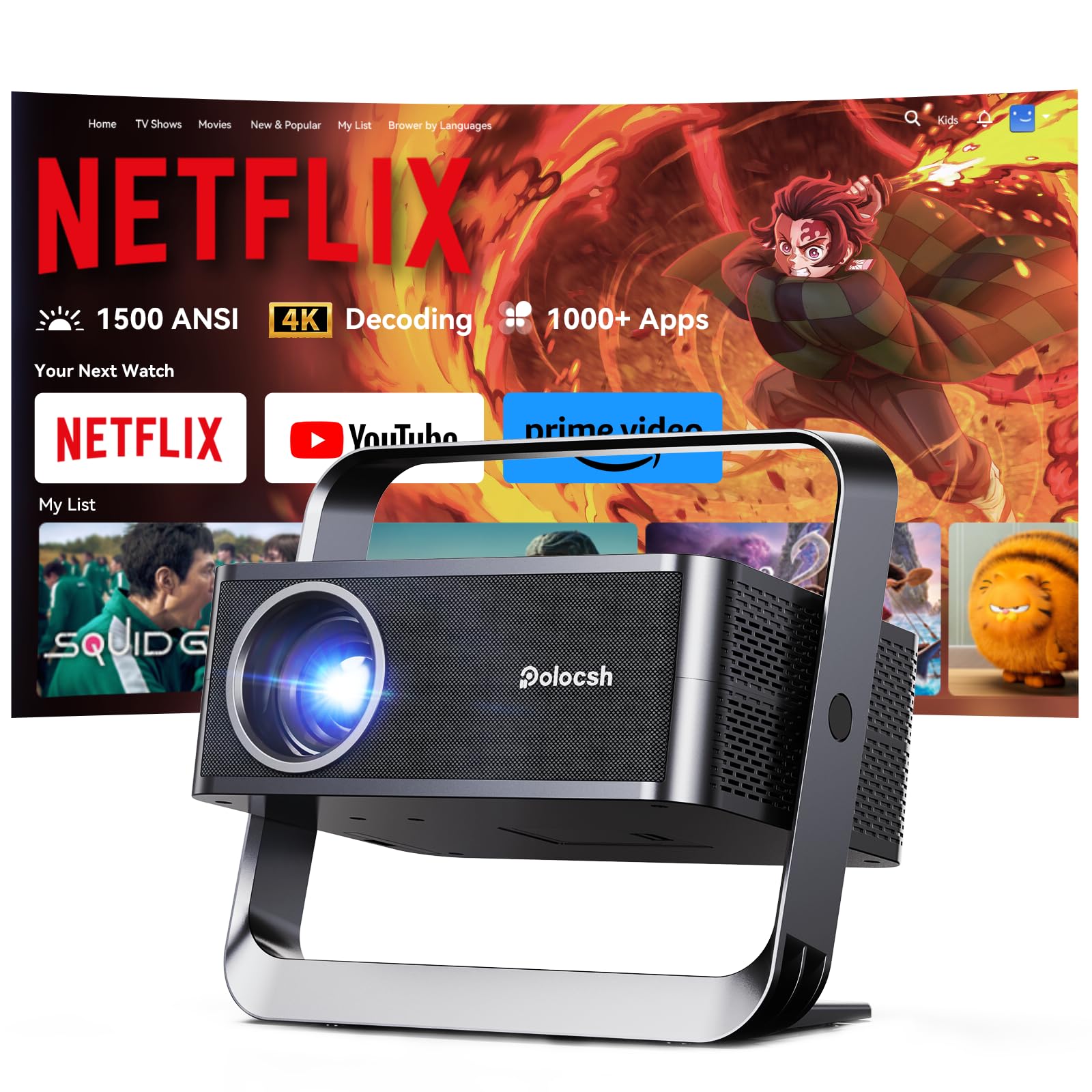 Amazon.co.jp: Polocsh プロジェクター 家庭用 超短焦点 1080P 4K