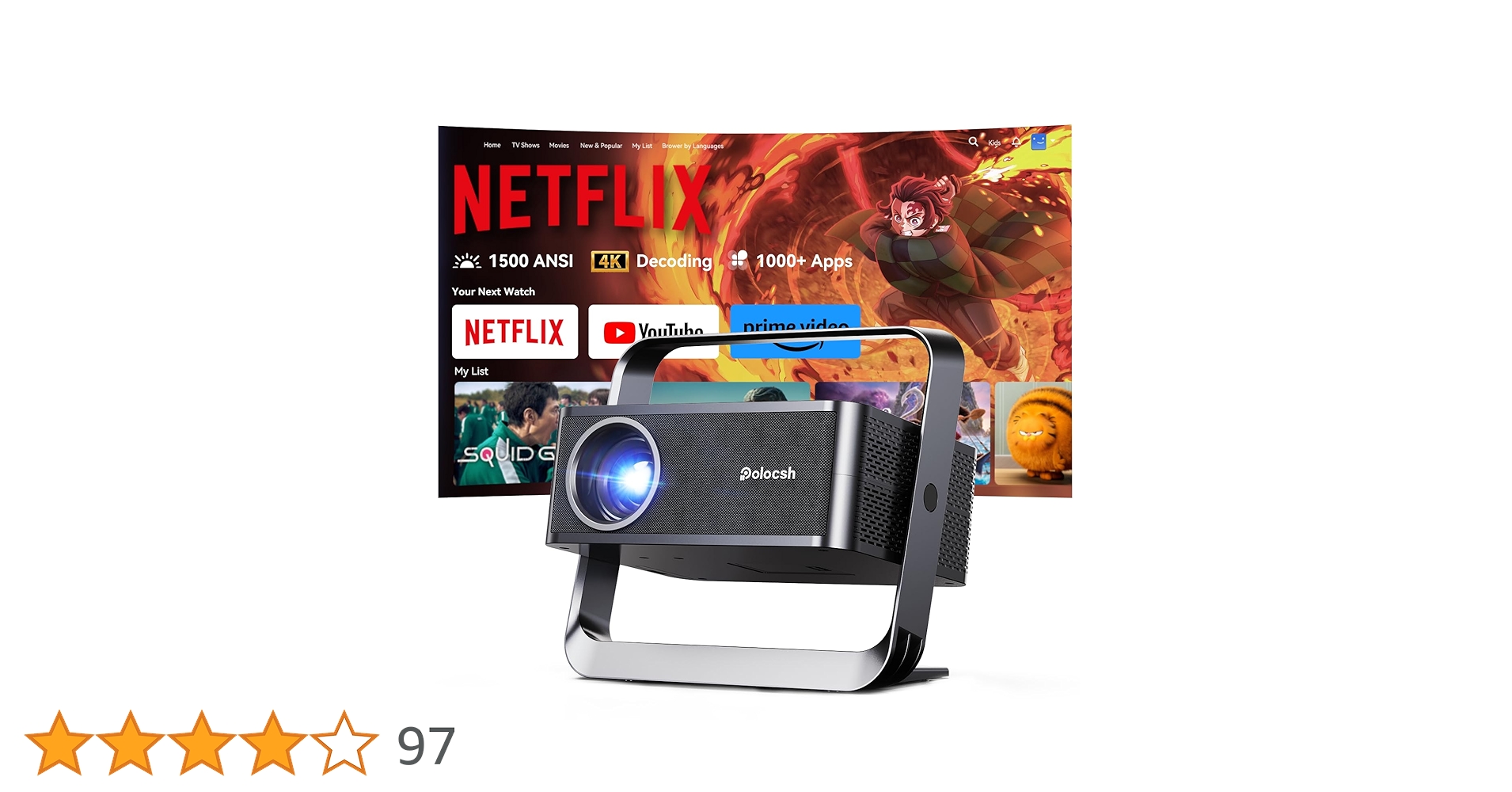 Amazon.co.jp: Polocsh プロジェクター 家庭用 超短焦点 1080P 4K