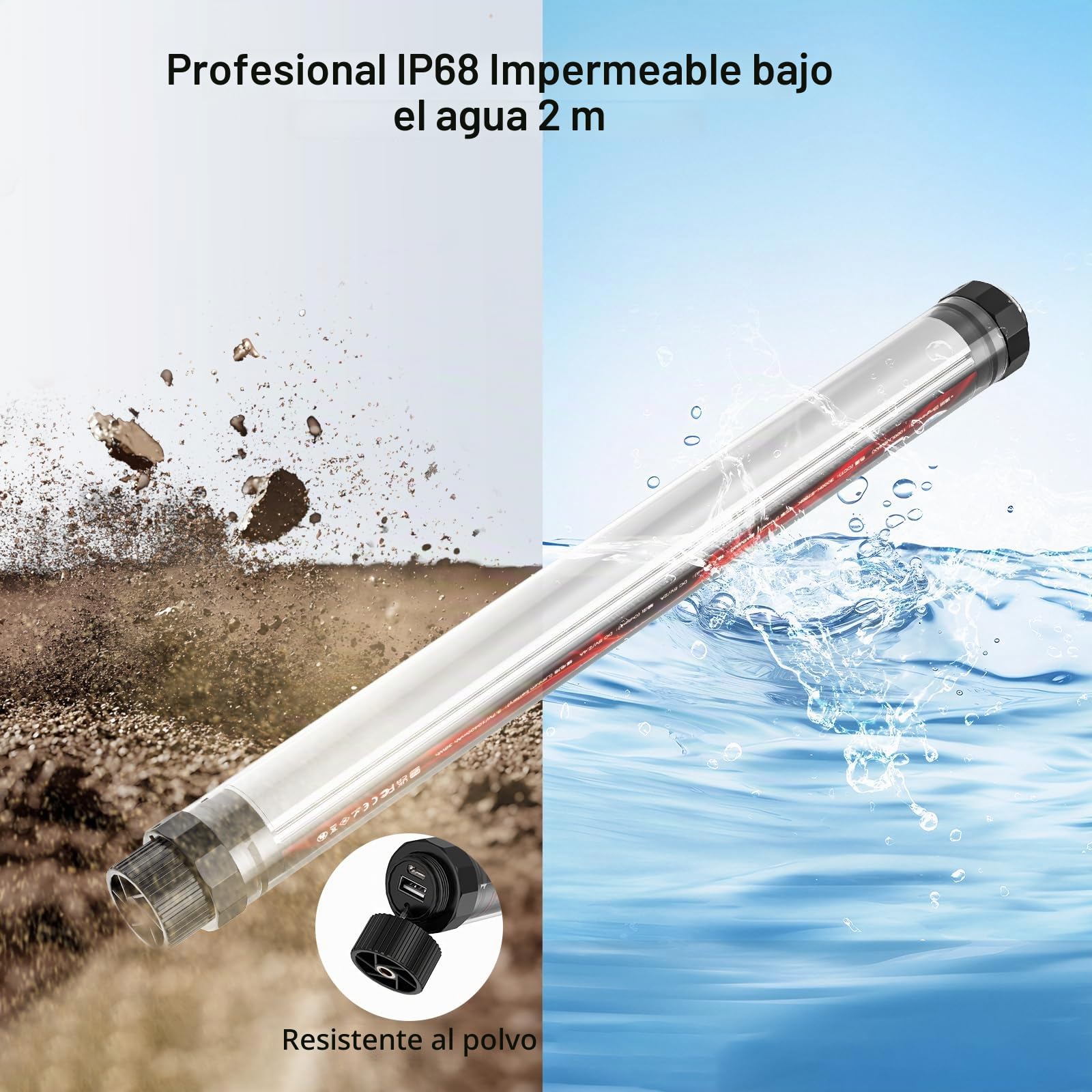 LUXCEO P7RGB Pro LED Luz fotografía,Tubo de Luz Impermeable IP68 con Control Remoto,3000-5750K,CRI95+,1000Lm,10400 mAh,Tubo de luz RGB de Color Completo Soporte de Control de aplicación