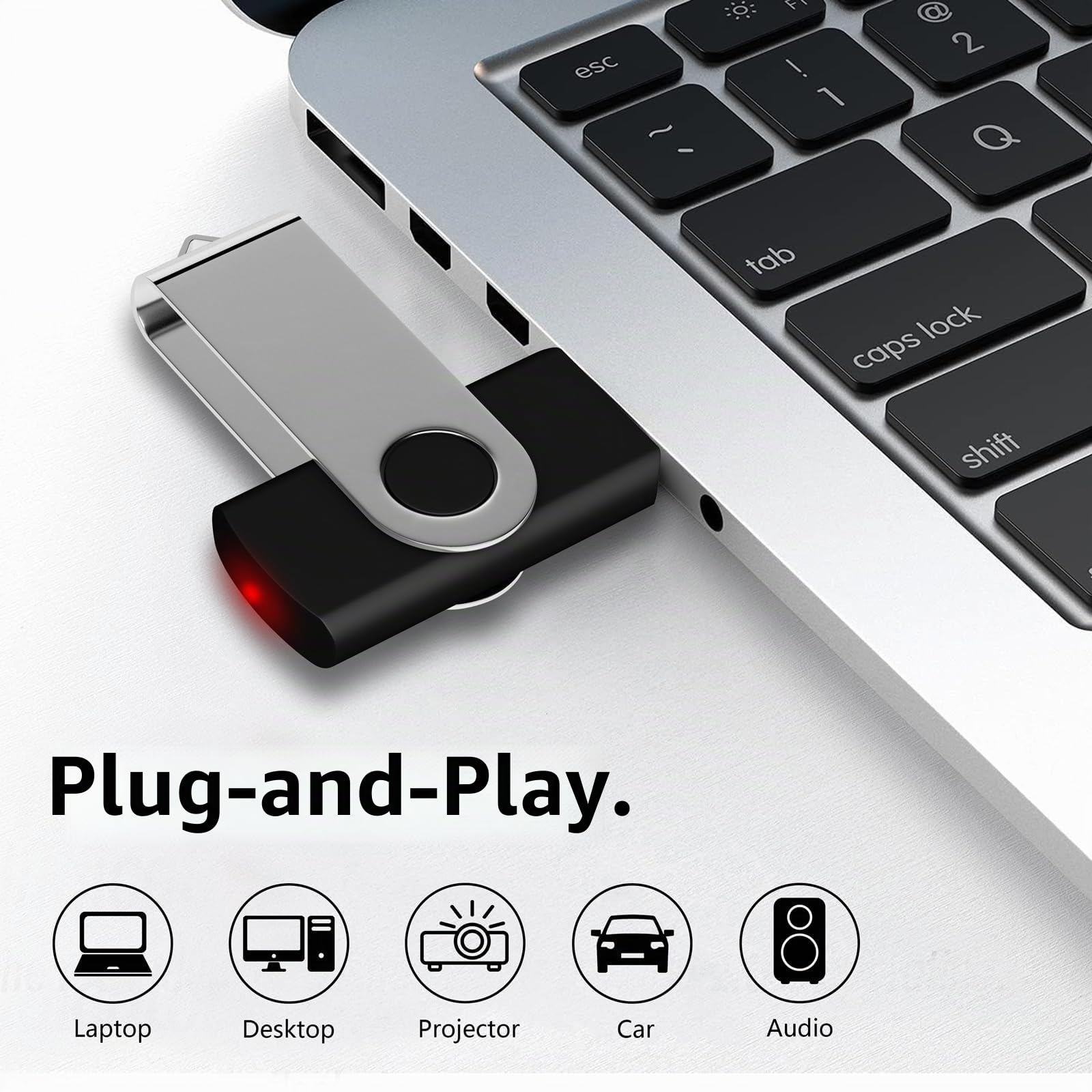 AreTop USB Stick 8GB 20 Stück, 360° drehbar USB 2.0, 20 Farben | 360° drehbarer Metall-Schutz, USB 2.0 Plug-and-Play, inklusive Lanyards, kompatibel mit PC/Laptop/Tablet/Auto/TV