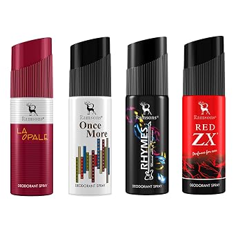 Ramsons Red Zx, La Opale, Once More & Rhymes Deodorant Spray Combo For All Day Use (Pack of 4 X 40ml) | Enticing Blend Of Floral, Herbal & Citric Aroma