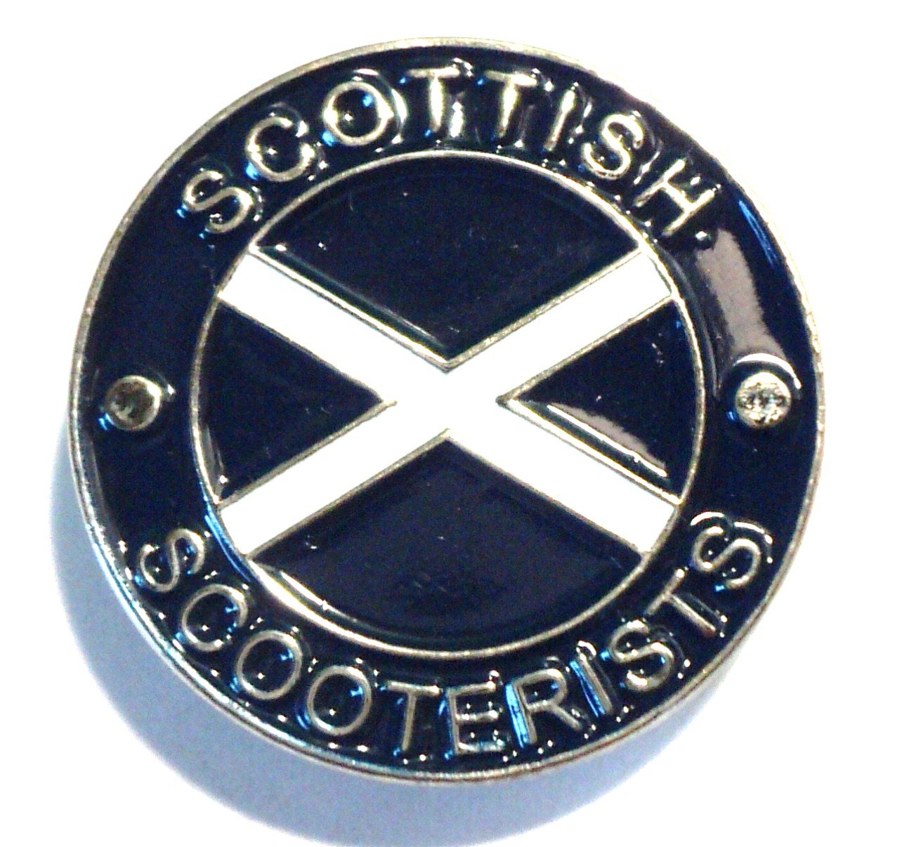 Scottish Scooterists Saltire Scotland Flag MOD Scooter Metal Enamel Badge