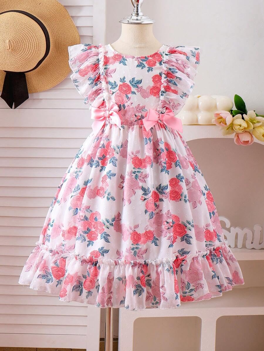 TAGAS Baby-Girl's Satin A-Line Knee-Length Dress (KD-100-RED-3_Red_3 Years-4 Yrears) - Image 2 thumbnail