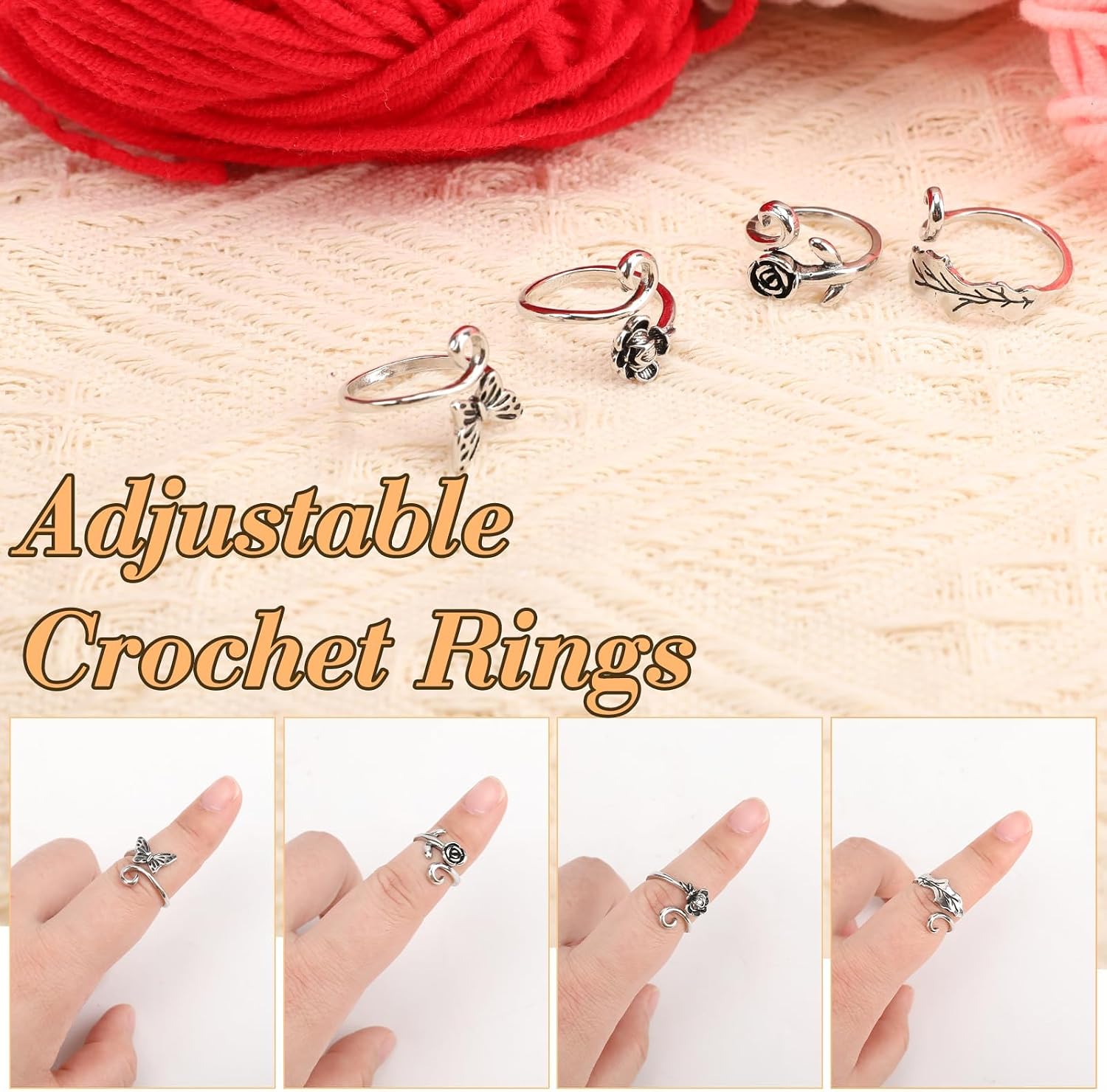Namifin Crochet Ring for Fingure Adjustable Crochet Tension Ring Yarn Tension Rings Easy Crocheting Crochet Accessories Mother Grandma Thanksgiving Presents image 2
