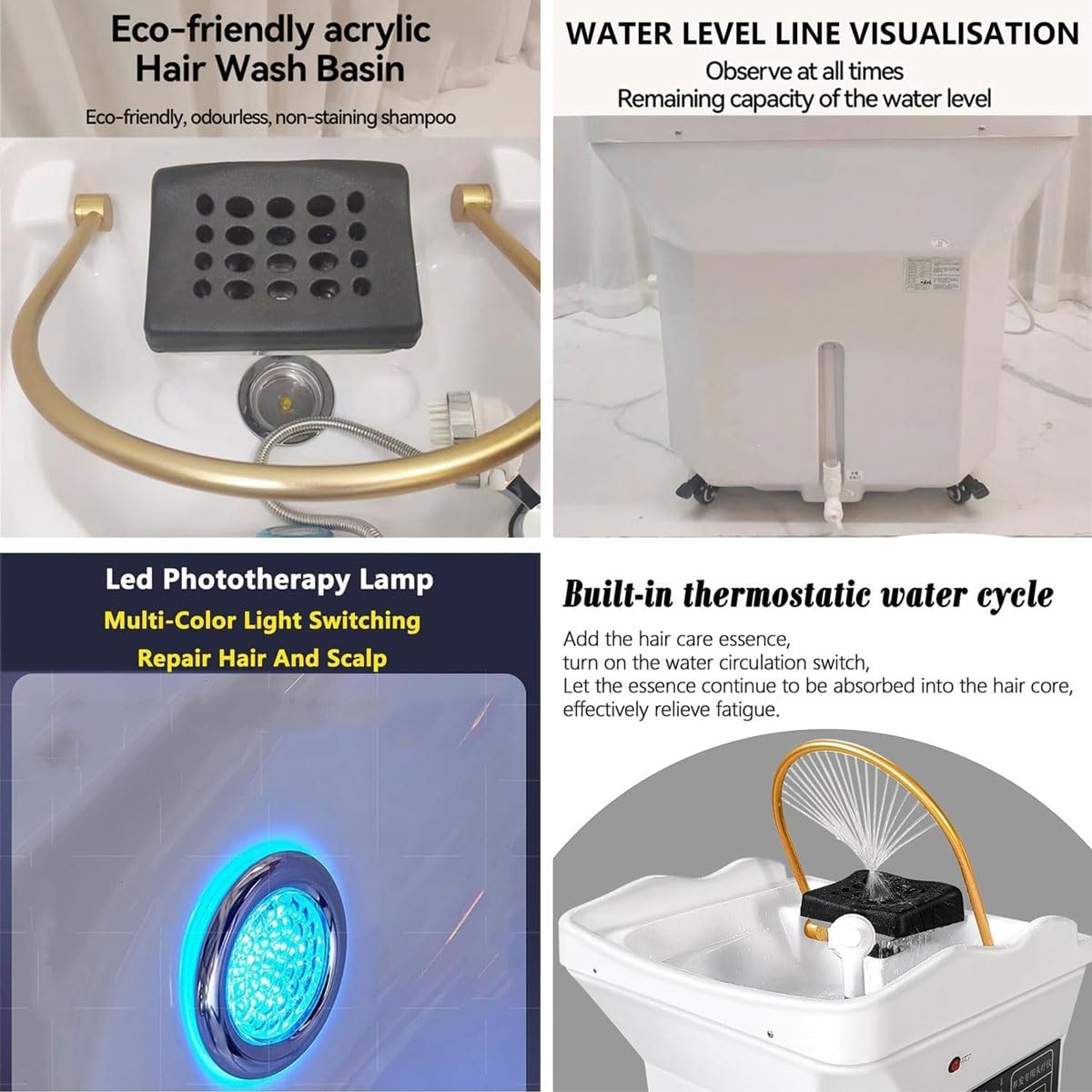 Amazon.co.jp: 水循環ヘッドスパシャンプー台、60l水タンク付き